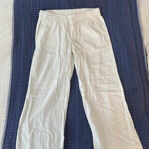 Old Navy wide leg high waisted linen pants in white